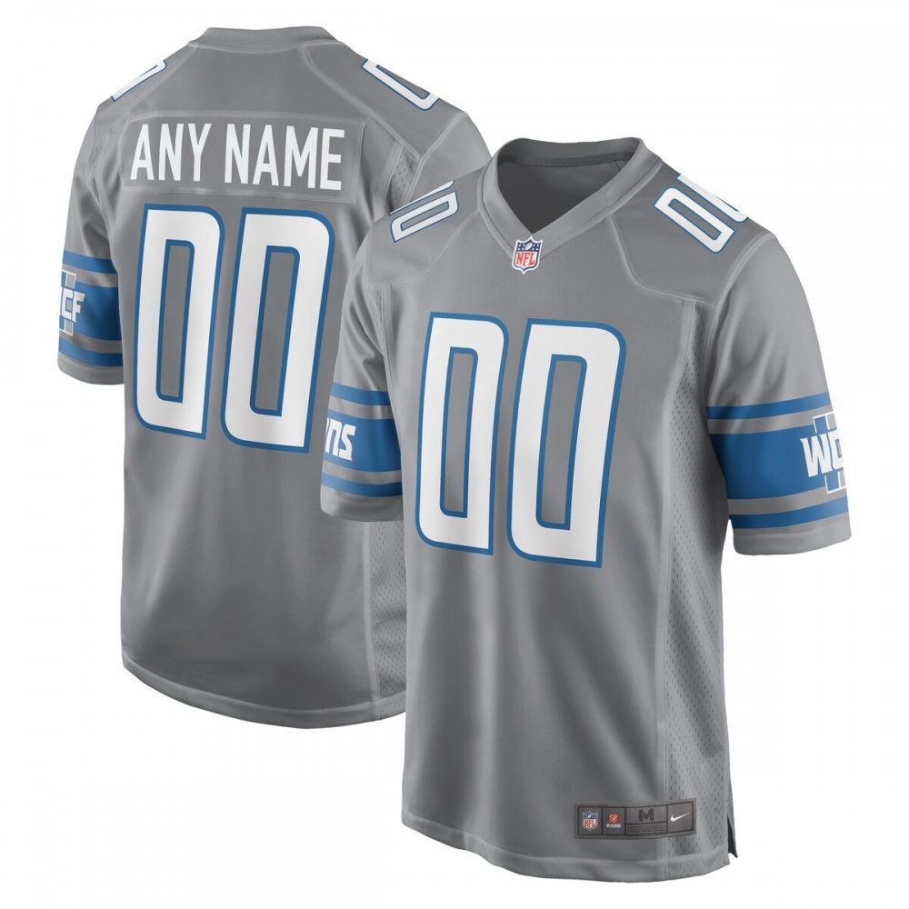 Detroit Lions Nike Alternate Custom Game Jersey - Gray-FF04   NFL 