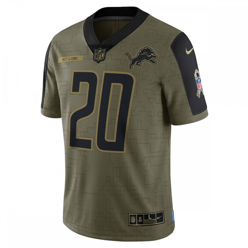 Barry Sanders Detroit Lions Nike 2021 Salute To Service Retired Player Limited Jersey - Olive-FF04   NFL 