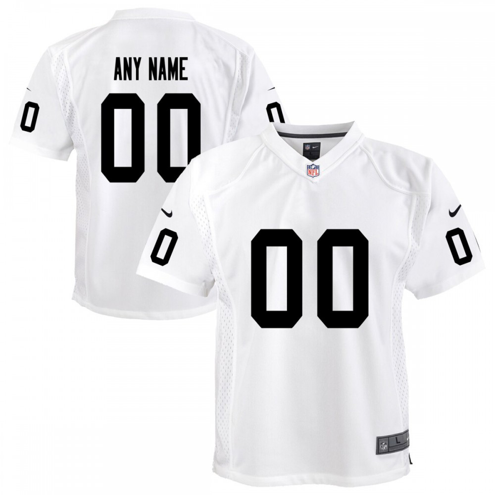 Las Vegas Raiders Nike Youth Team Custom Game Jersey - White-FF04   NFL 
