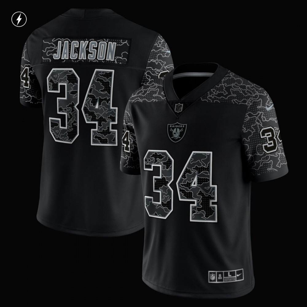 Bo Jackson Las Vegas Raiders Nike Retired Player RFLCTV Limited Jersey - Black-FF04   NFL 