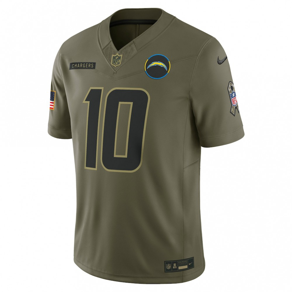 Justin Herbert Los Angeles Chargers Nike 2025 Salute to Service Limited Jersey - Olive-FF04   NFL 