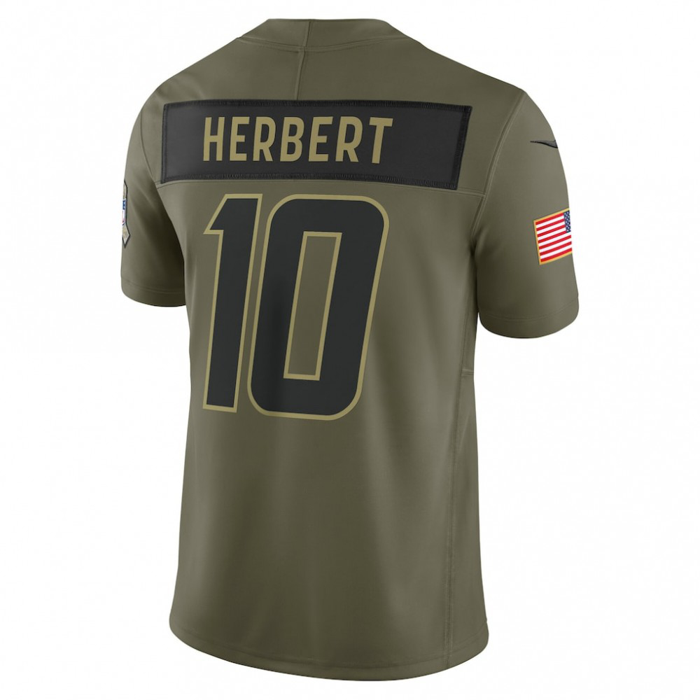 Justin Herbert Los Angeles Chargers Nike 2025 Salute to Service Limited Jersey - Olive-FF04   NFL 