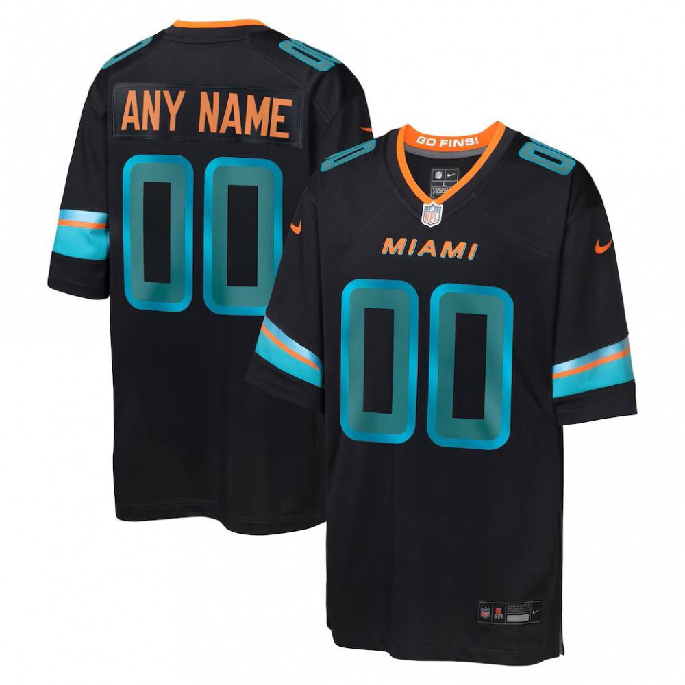 Youth Nike Pitch Blue Miami Dolphins 2025 Rivalries Collection Custom Game Jersey-FF04   NFL 