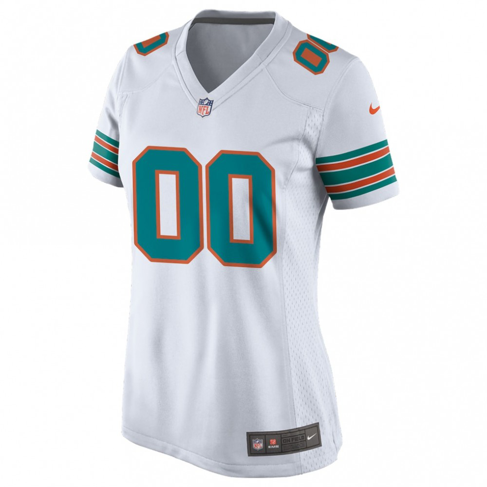 Miami Dolphins Nike Women's Alternate Custom Game Jersey - White-FF04   NFL 
