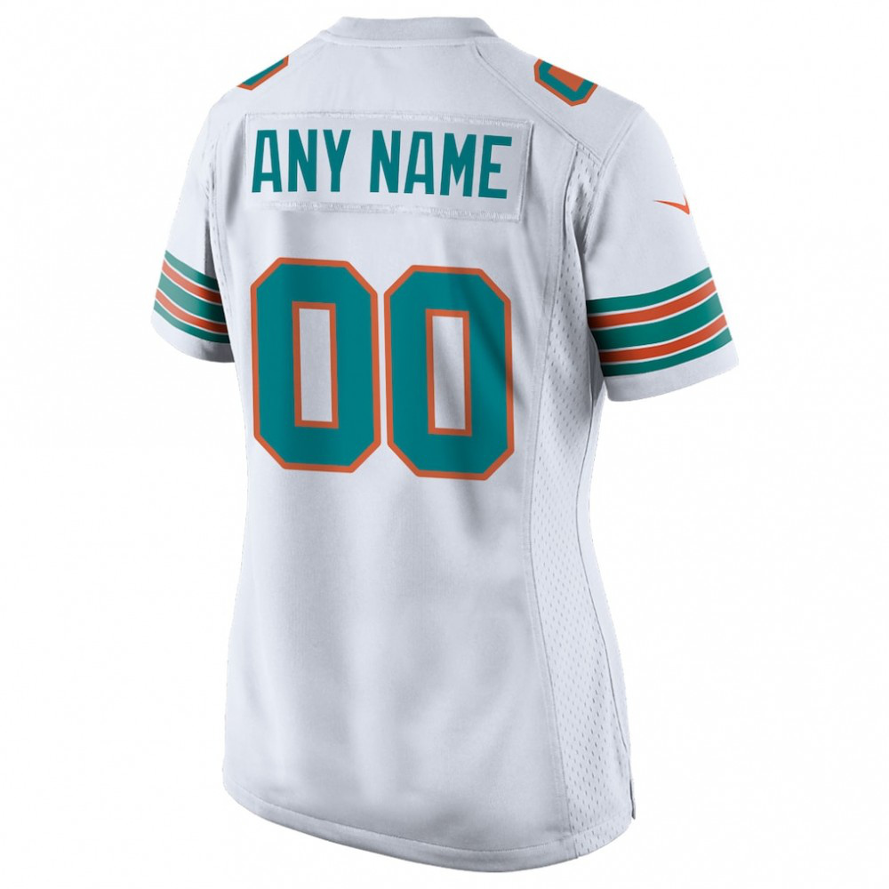 Miami Dolphins Nike Women's Alternate Custom Game Jersey - White-FF04   NFL 
