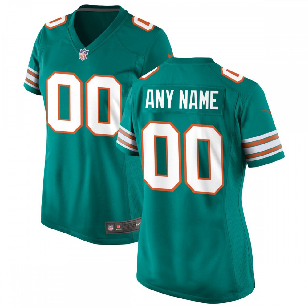 Miami Dolphins Nike Women's Alternate Custom Game Jersey - Aqua-FF04   NFL 