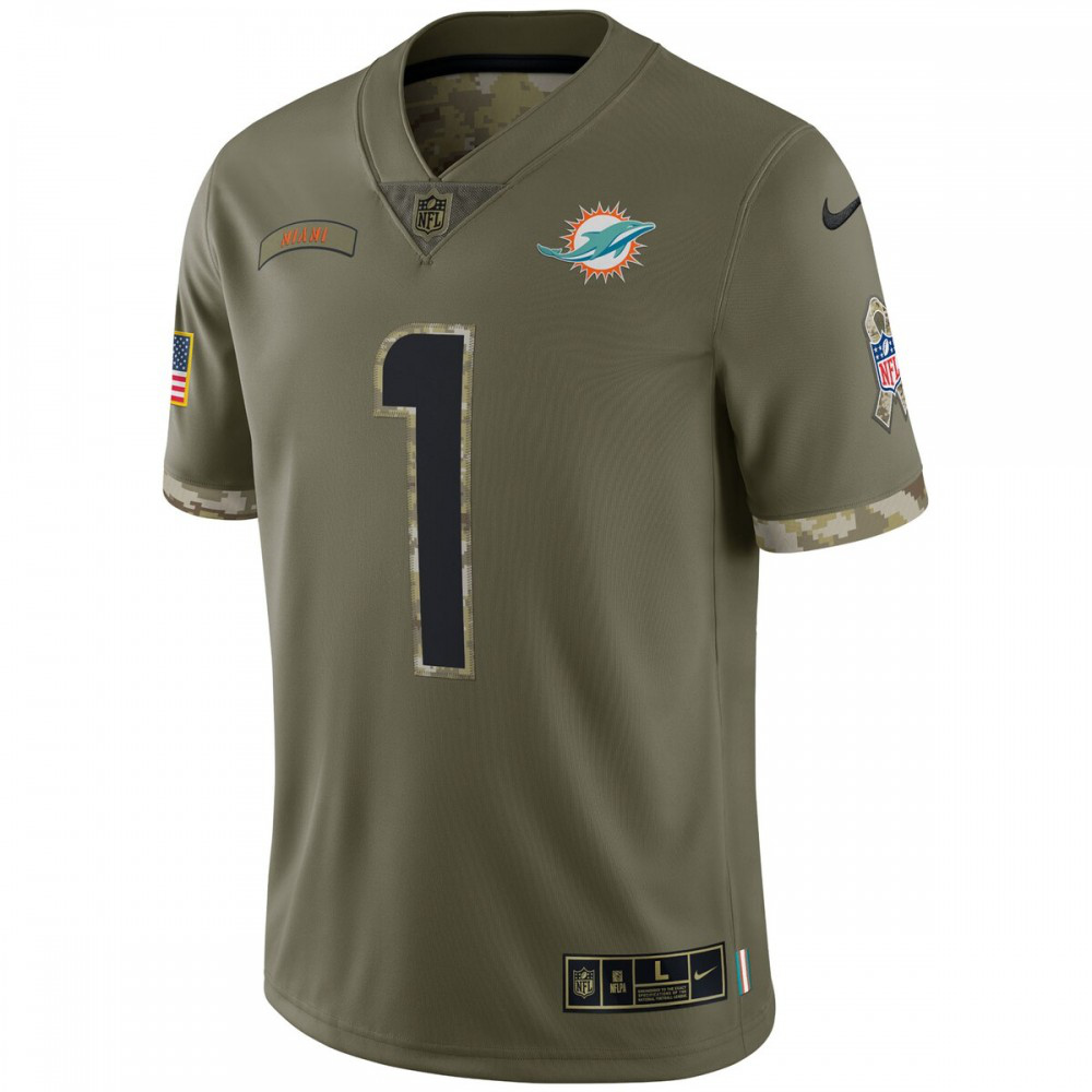 Tua Tagovailoa Miami Dolphins Nike 2022 Salute To Service Limited Jersey - Olive-FF04   NFL 