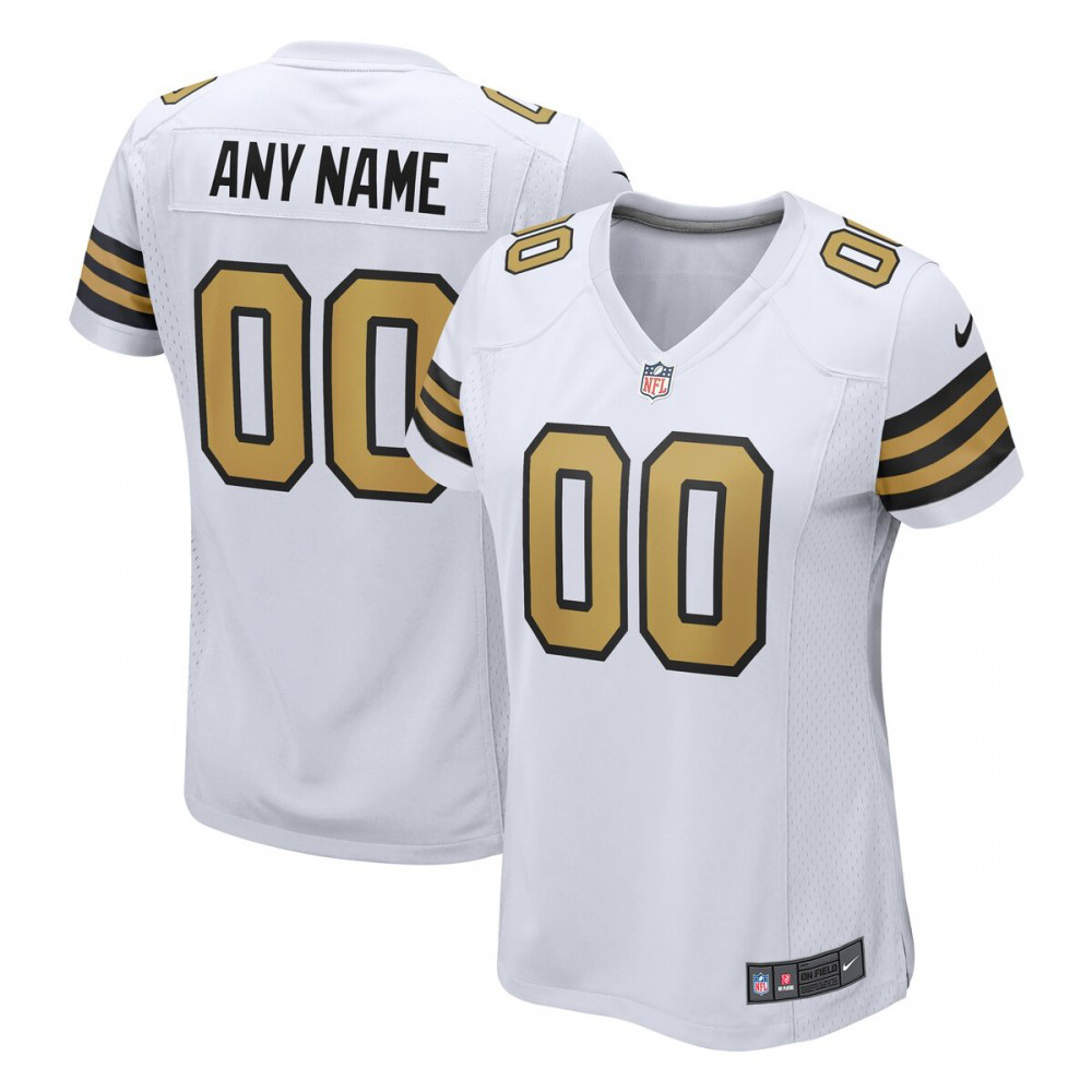 New Orleans Saints Nike Women's Alternate Custom Game Jersey - White-FF04   NFL 