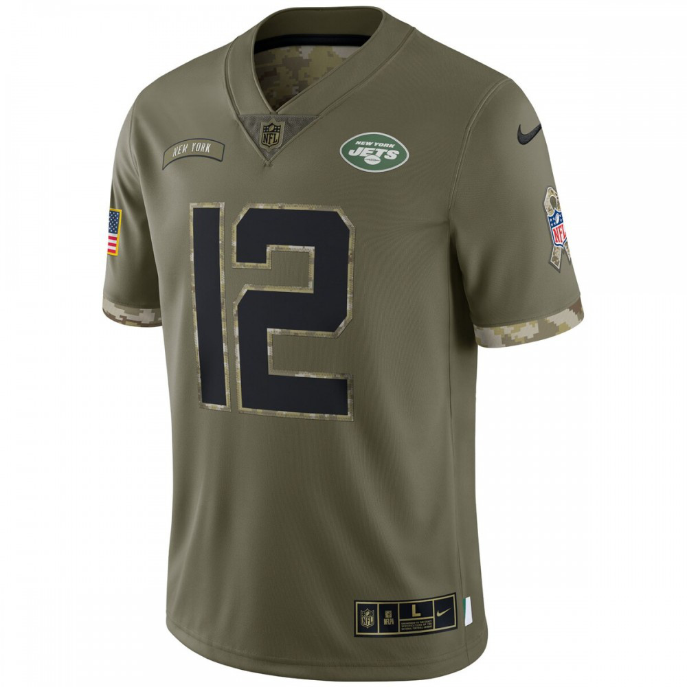 Joe Namath New York Jets 2022 Salute To Service Retired Player Limited Jersey - Olive-FF04   NFL 