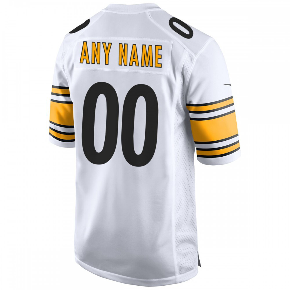Men's Nike White Pittsburgh Steelers Away Custom Game Jersey-FF04   NFL 
