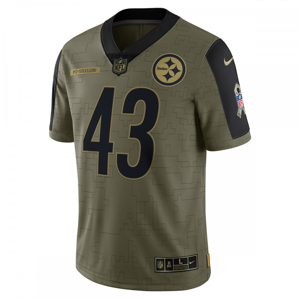 Troy Polamalu Pittsburgh Steelers Nike 2021 Salute To Service Retired Player Limited Jersey - Olive-FF04   NFL 