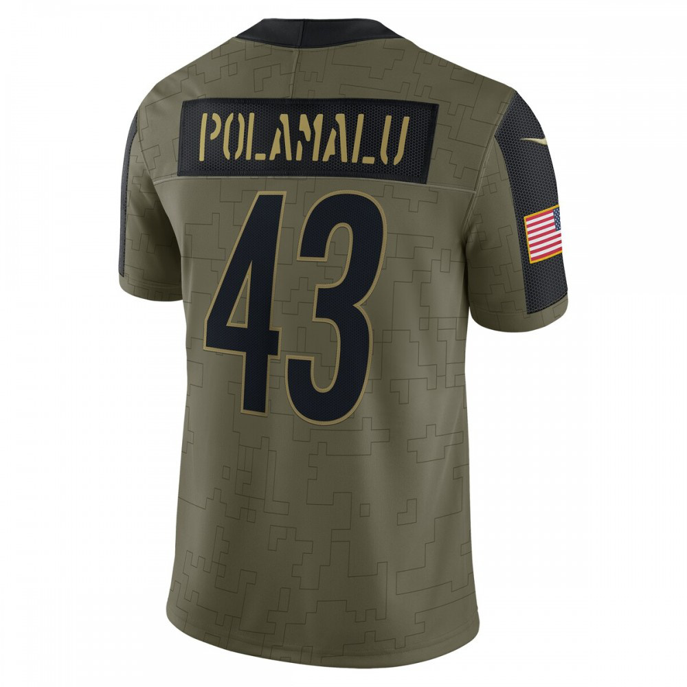 Troy Polamalu Pittsburgh Steelers Nike 2021 Salute To Service Retired Player Limited Jersey - Olive-FF04   NFL 