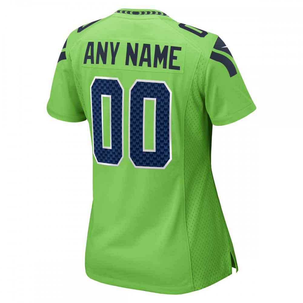 Seattle Seahawks Nike Women's Alternate Custom Game Jersey - Neon Green-FF04   NFL 