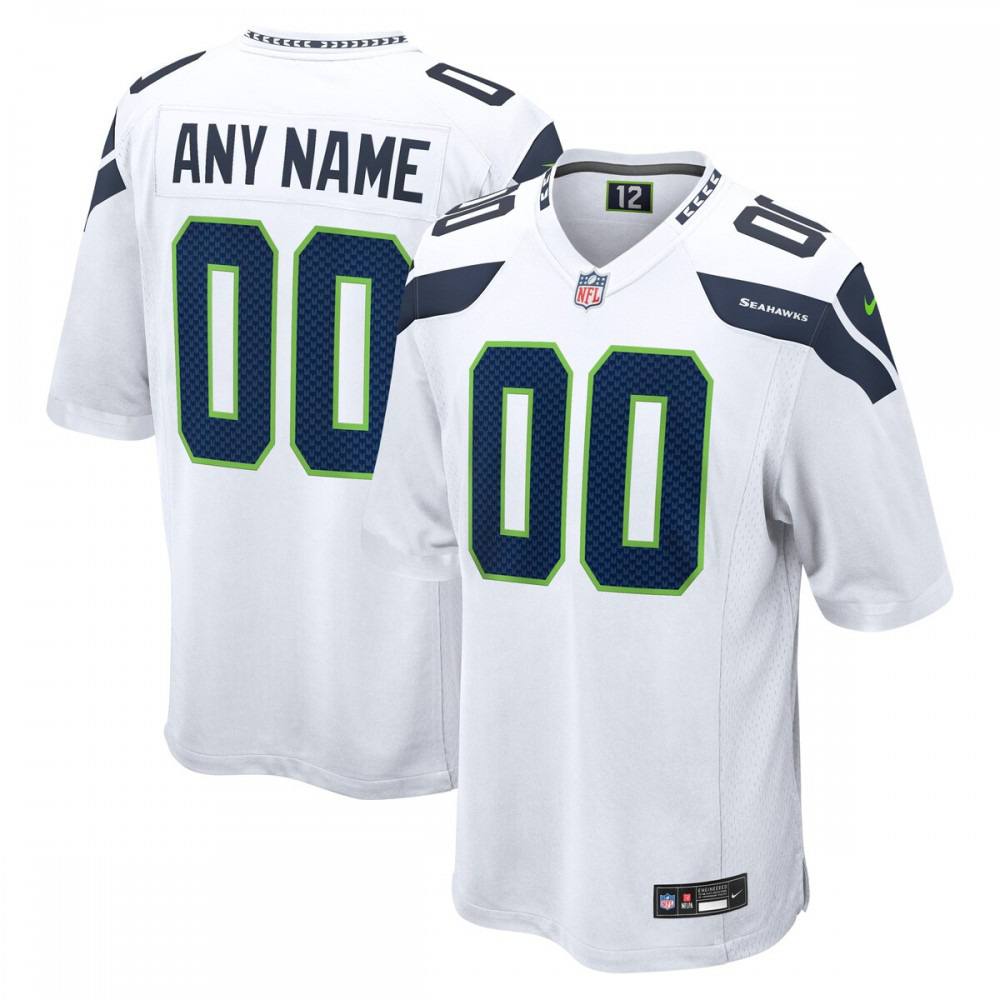 Seattle Seahawks Nike Custom Game Jersey - White-FF04   NFL 