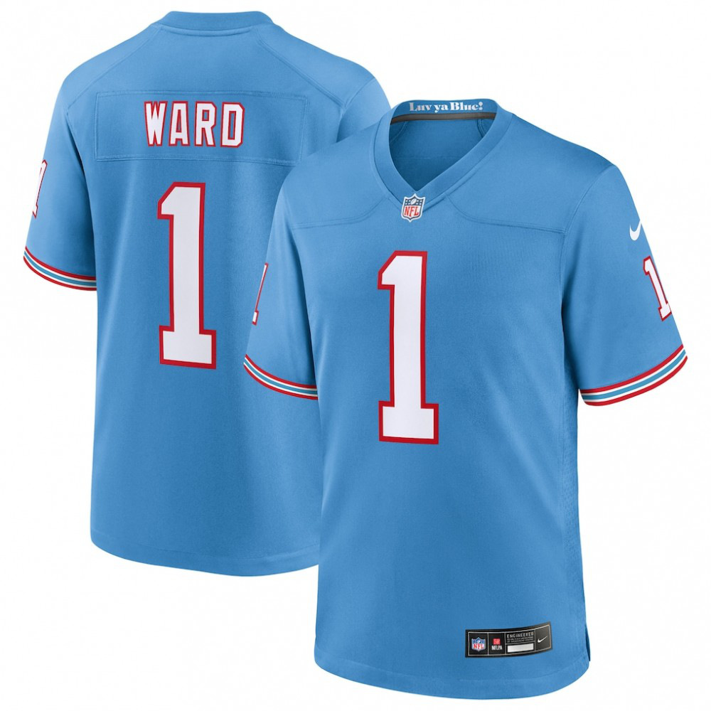 Cameron Ward Tennessee Titans Nike 2025 NFL Draft First Round Pick 2nd Alternate Game Jersey - Light Blue-FF04   NFL 