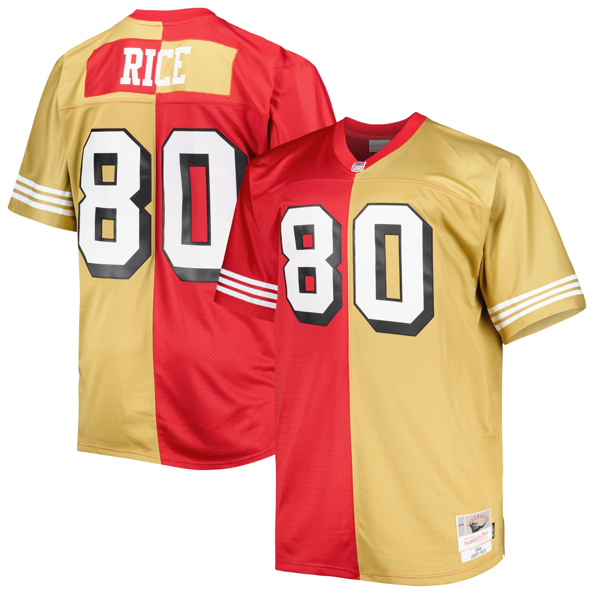 Men's San Francisco 49ers Jerry Rice Scarlet/Gold Big & Tall Split Legacy Retired Player Replica Jersey