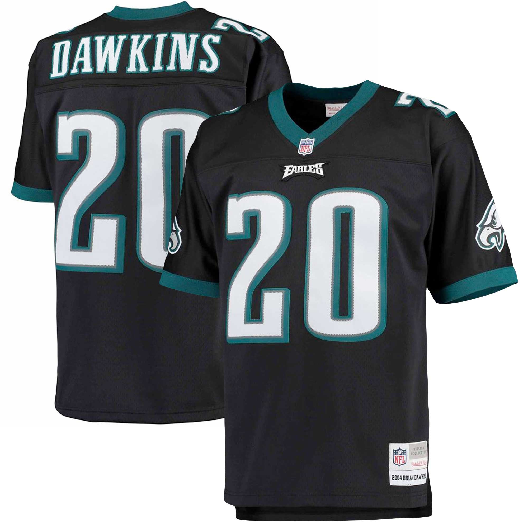 Men's Philadelphia Eagles Brian Dawkins Black Big & Tall 2004 Retired Player Replica Jersey