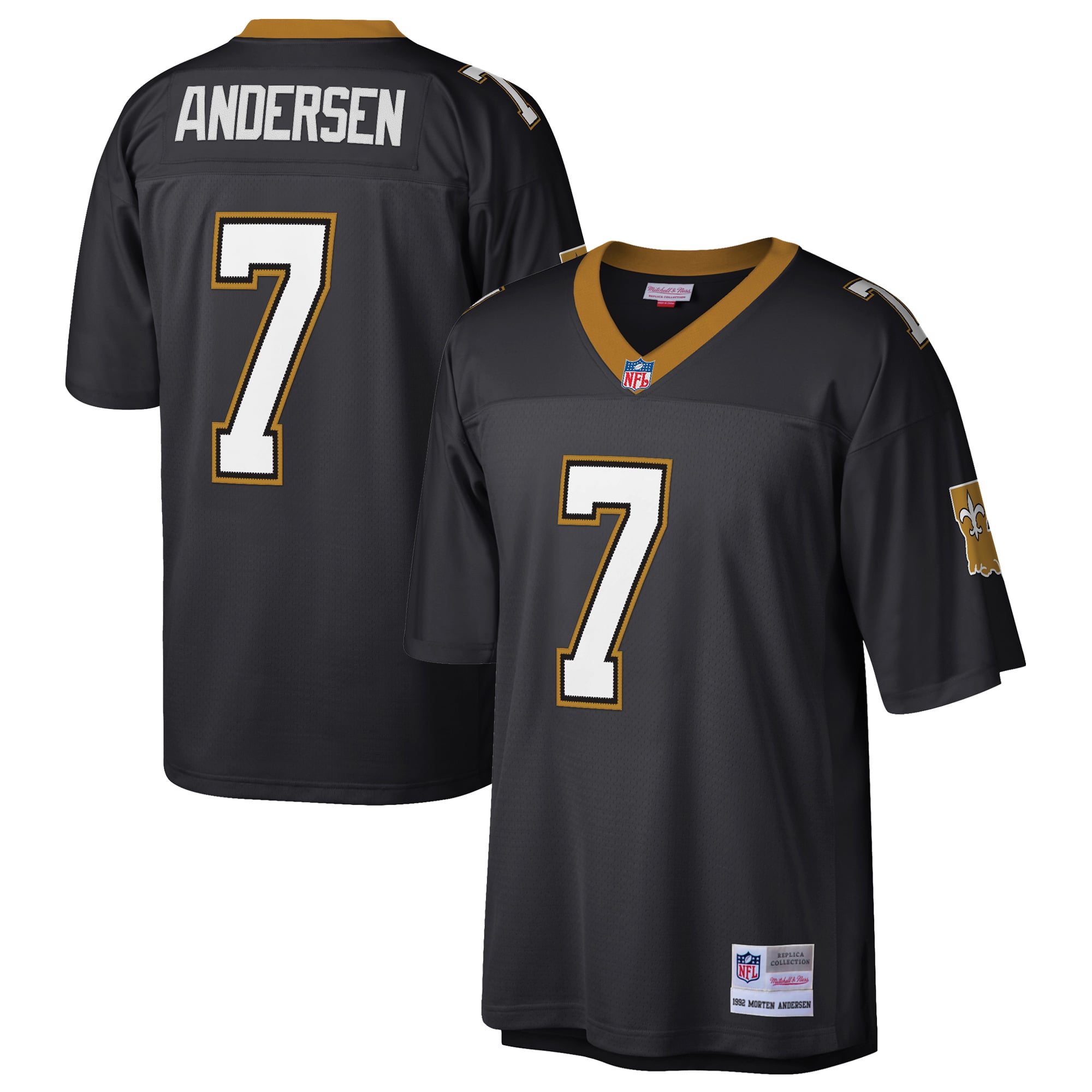 Men's New Orleans Saints Morten Andersen Black Retired Player Legacy Replica Jersey