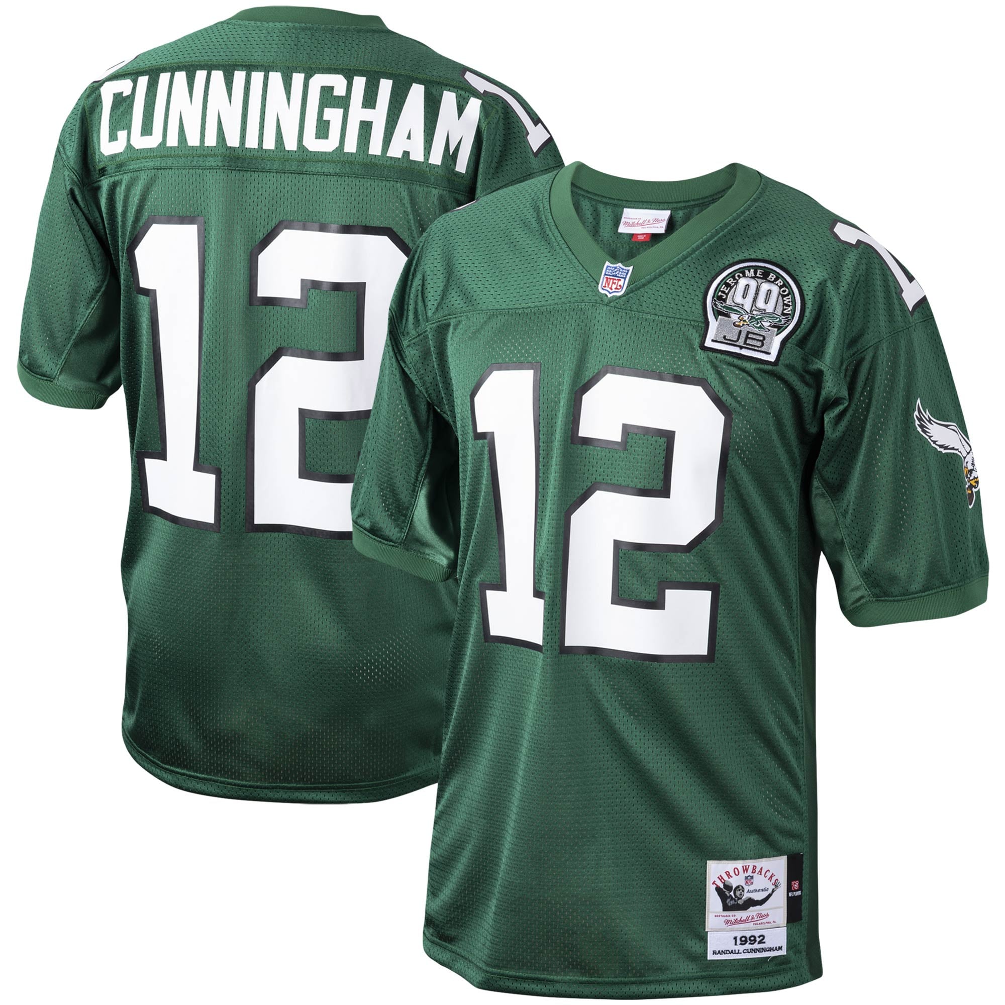 Men's Philadelphia Eagles 1992 Randall Cunningham Green Stitched Throwback Retired Player Jersey