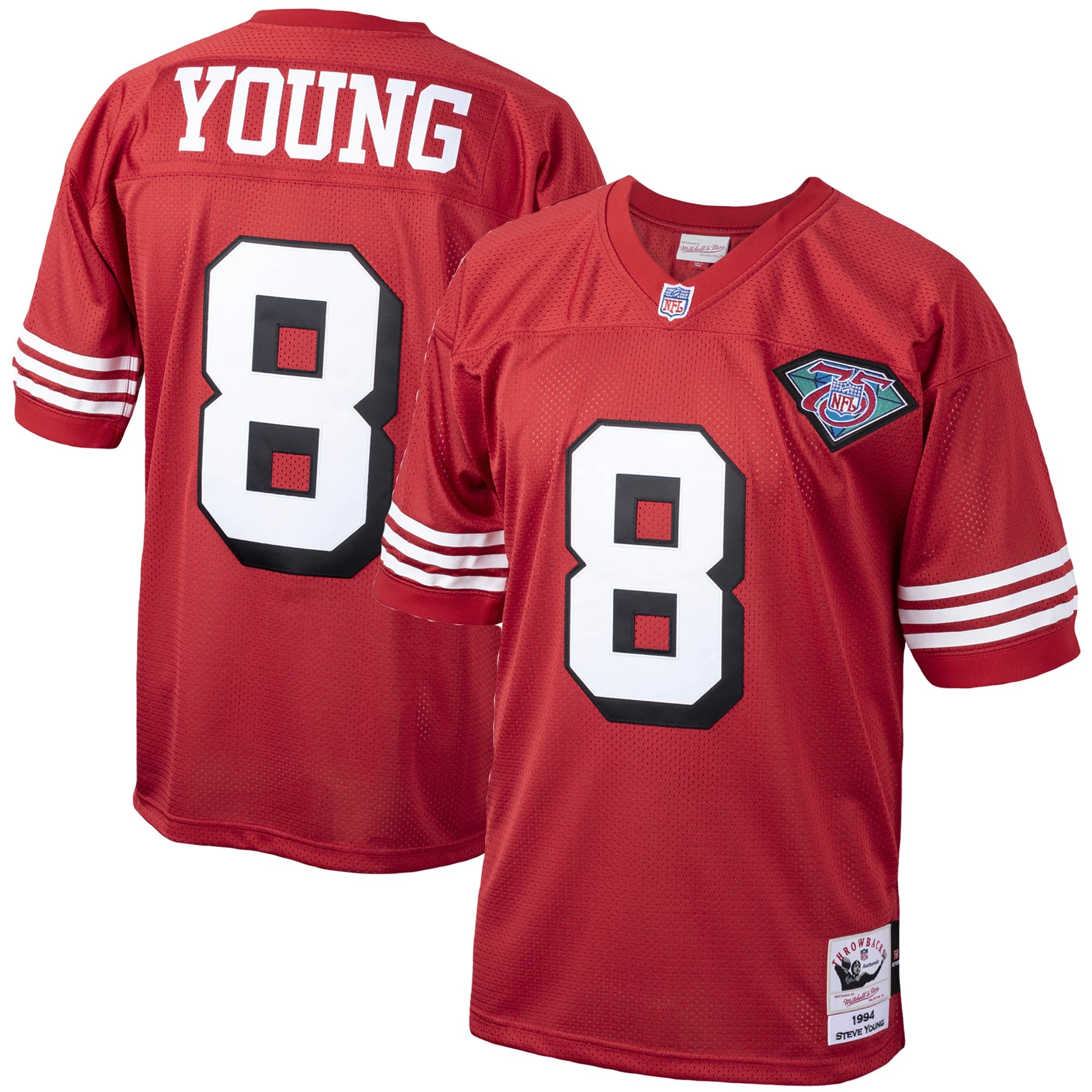 Men's San Francisco 49ers 1994 Steve Young Scarlet Stitched Throwback Retired Player Jersey