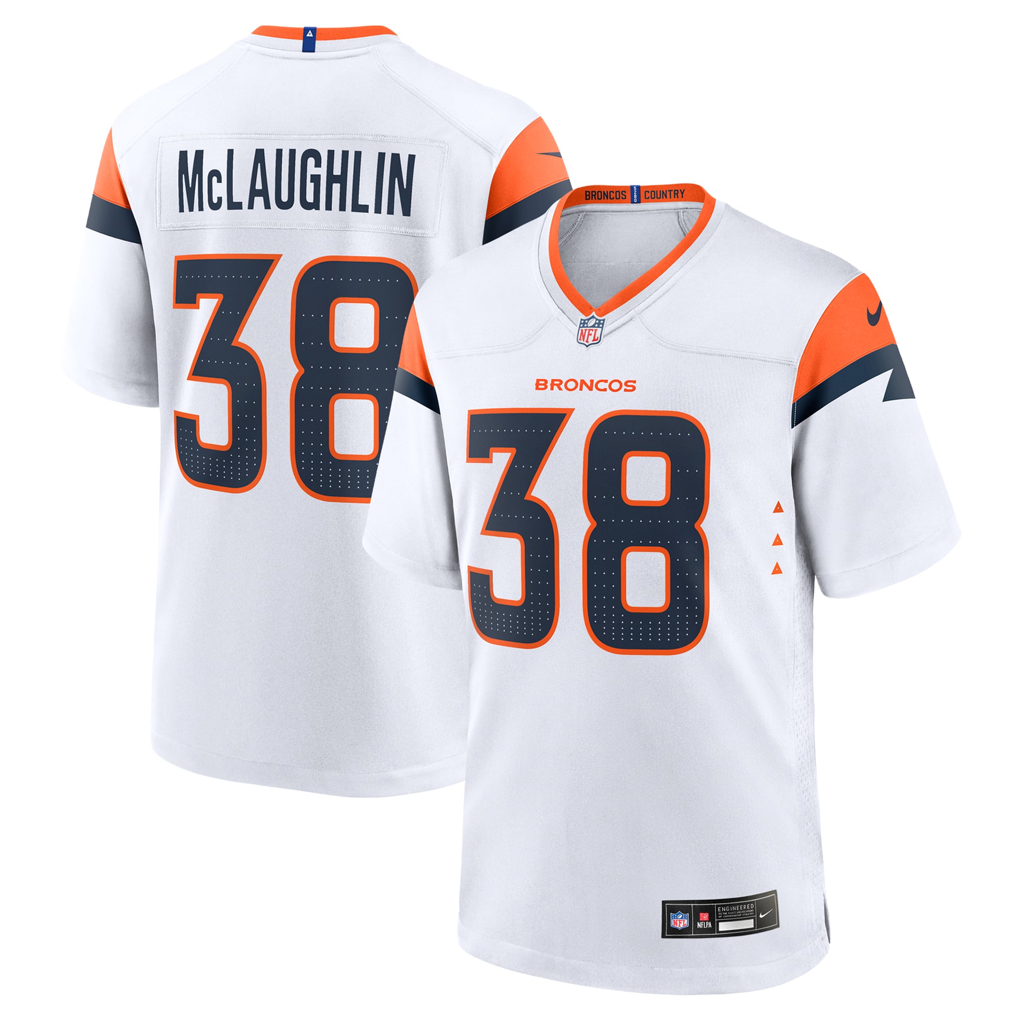 Men's Denver Broncos Jaleel McLaughlin White Game Jersey