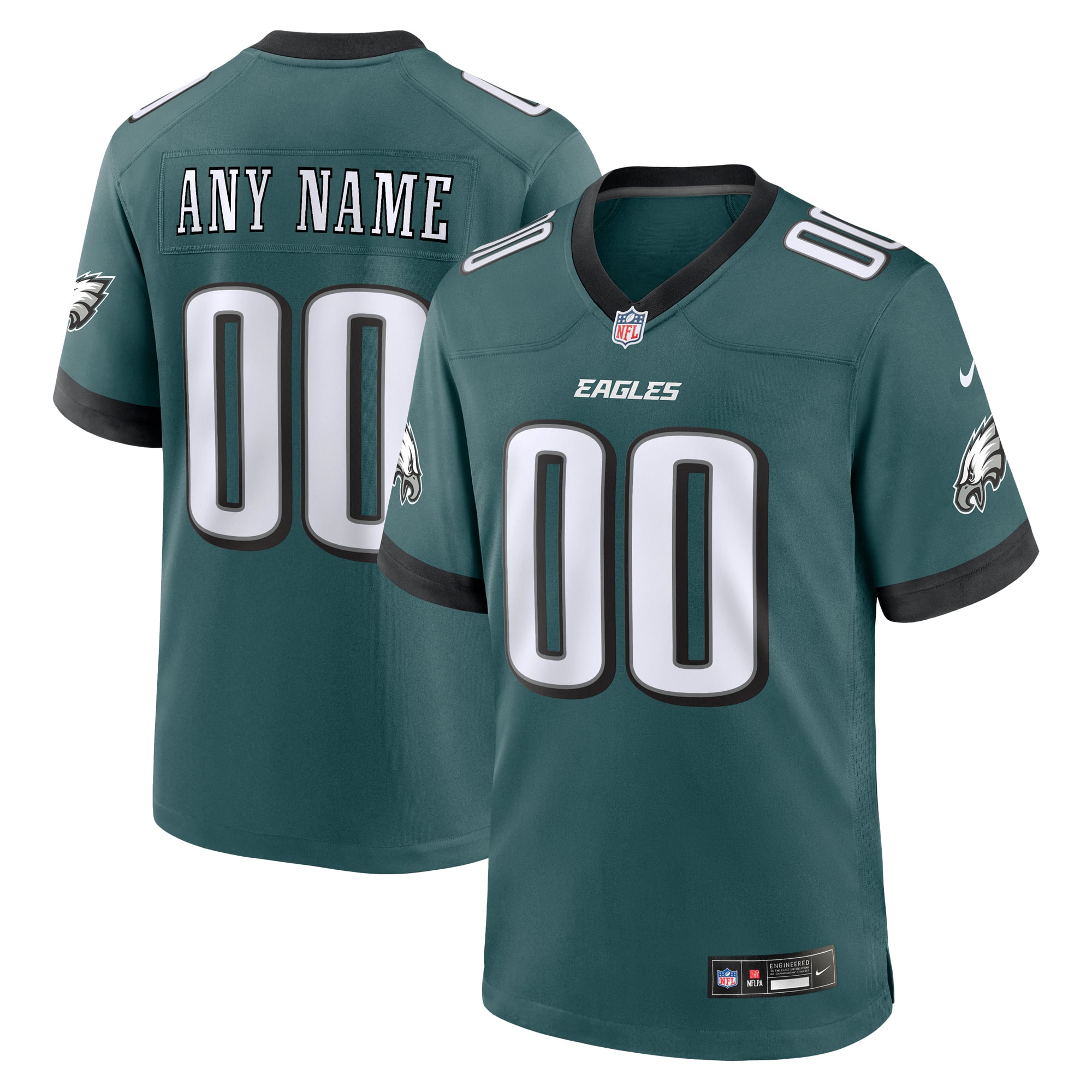 Men's Philadelphia Eagles Midnight Green Custom Game Jersey