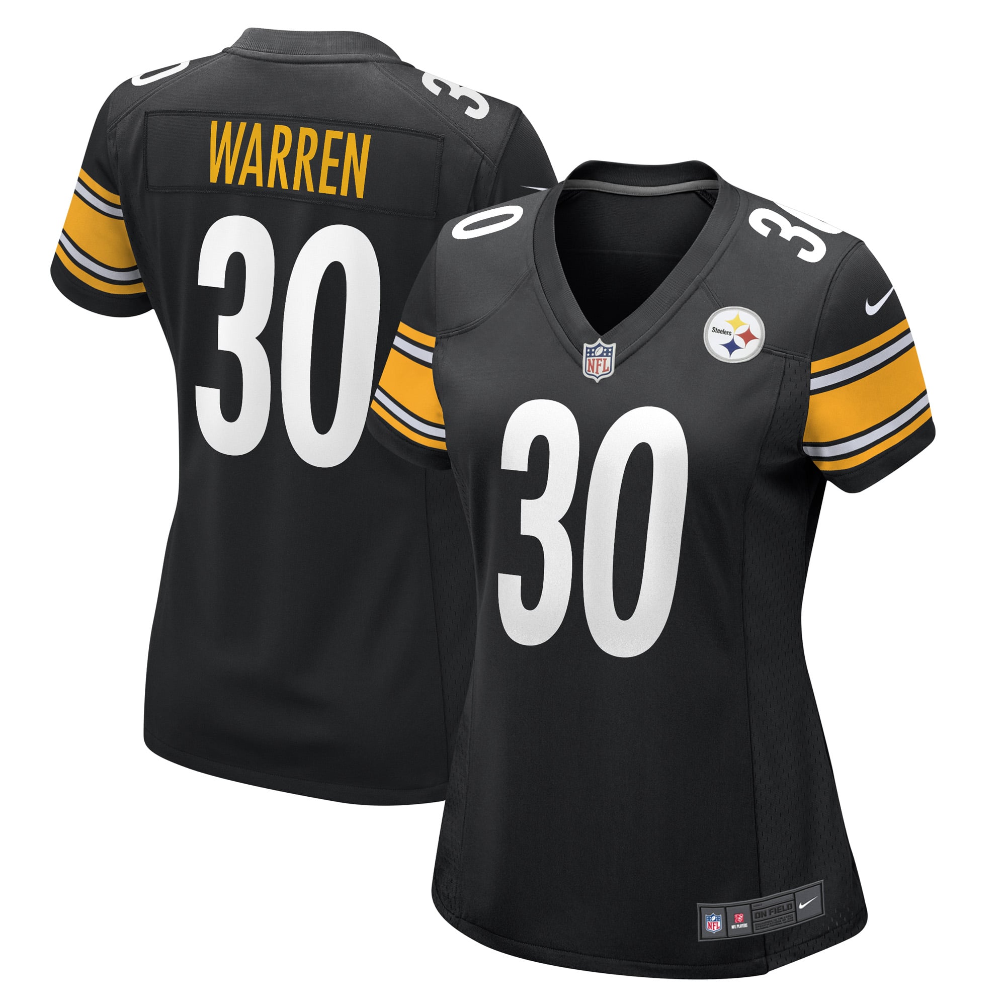 Women's Pittsburgh Steelers Jaylen Warren Black Game Player Jersey