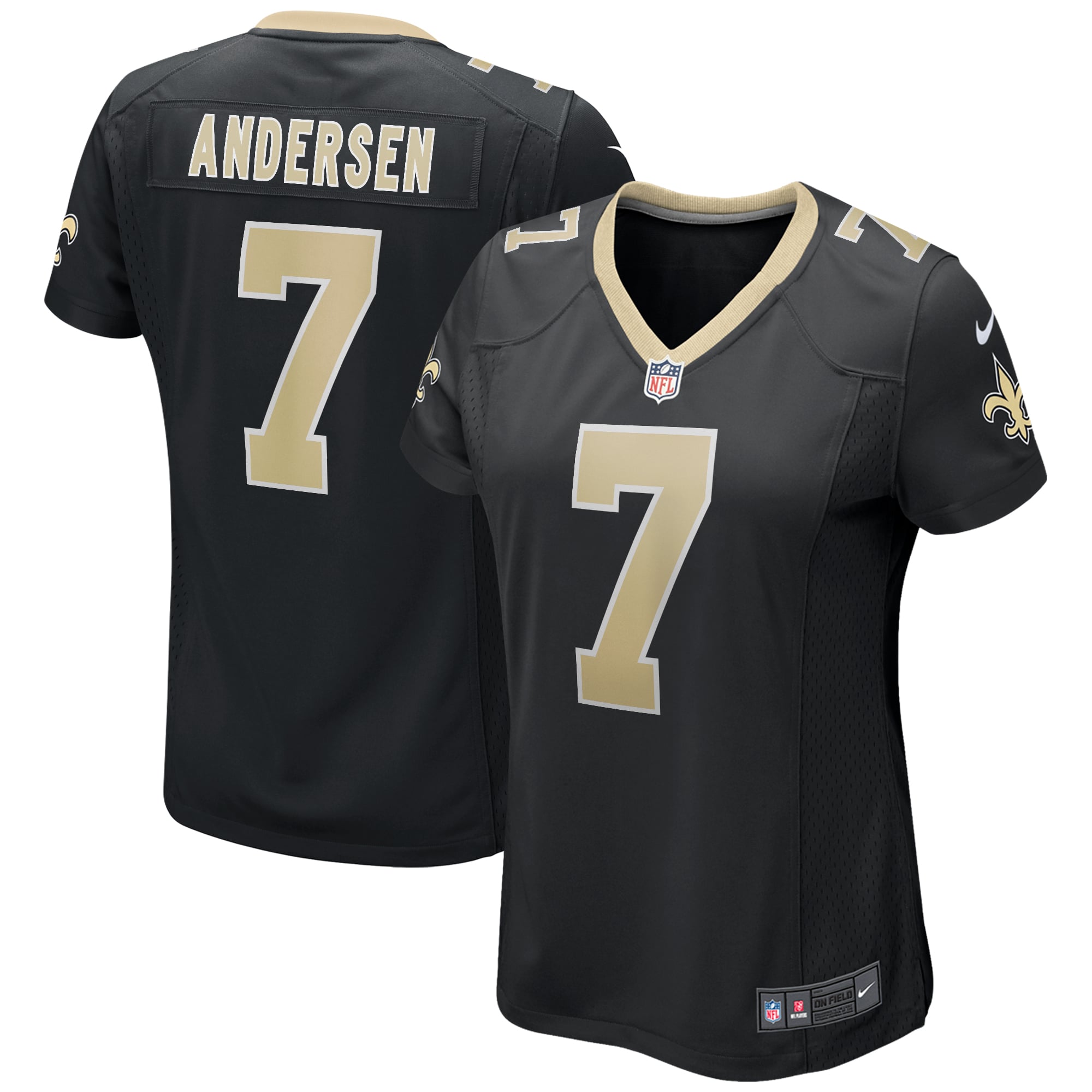 Women's New Orleans Saints Morten Andersen Black Game Retired Player Jersey