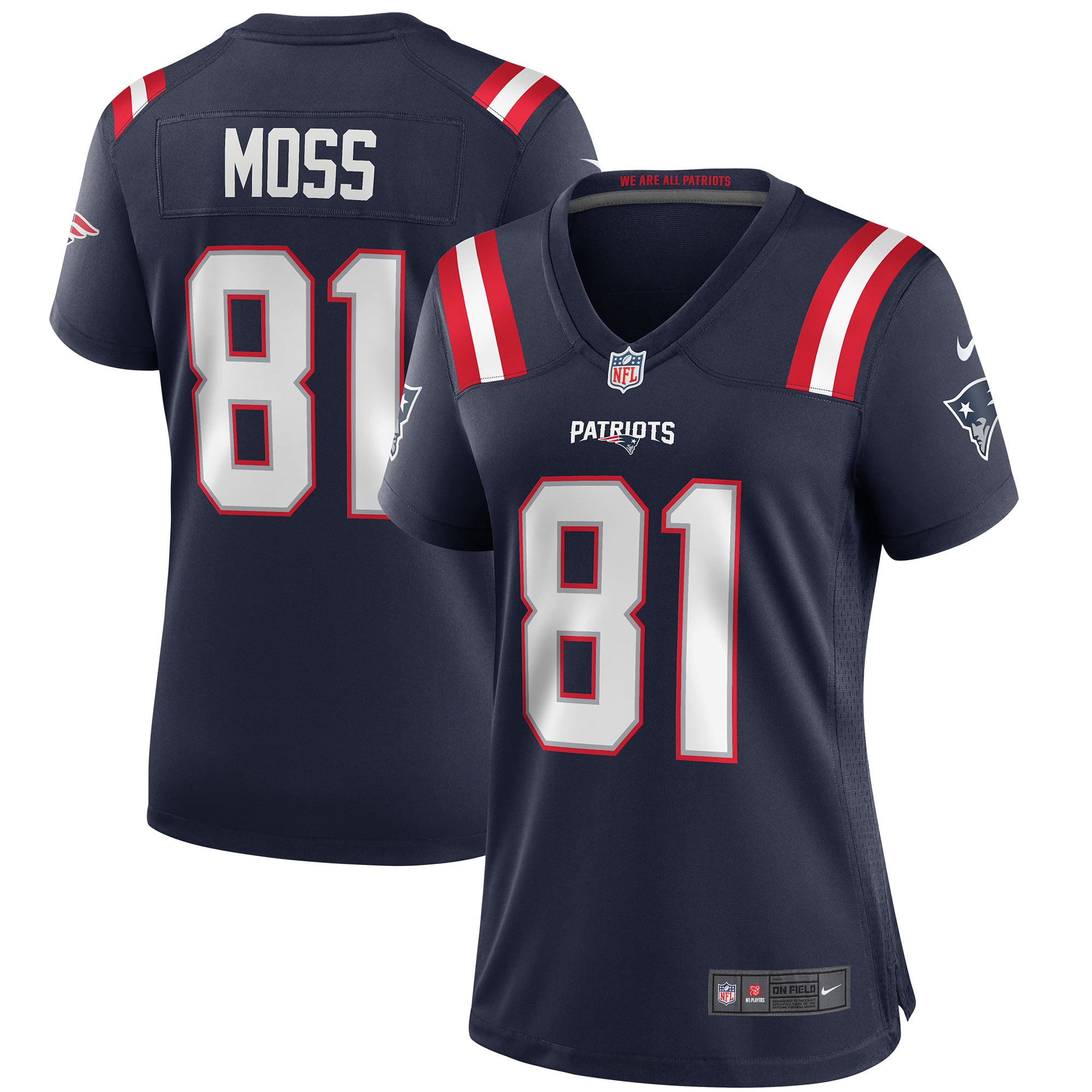 Women's New England Patriots Randy Moss Navy Game Retired Player Jersey