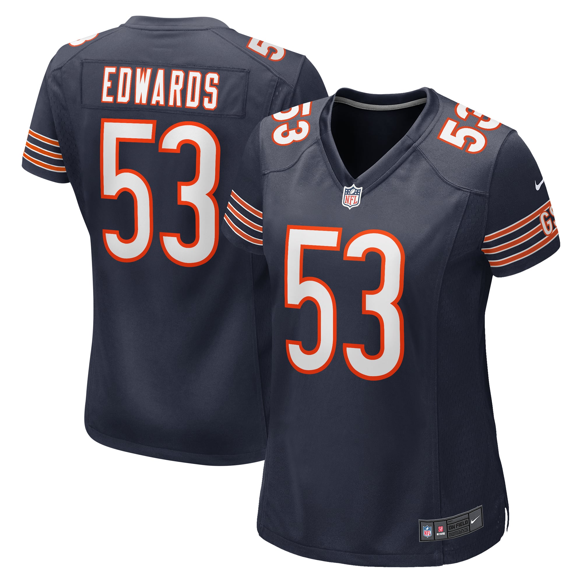 Women's Chicago Bears TJ Edwards Navy Game Player Jersey