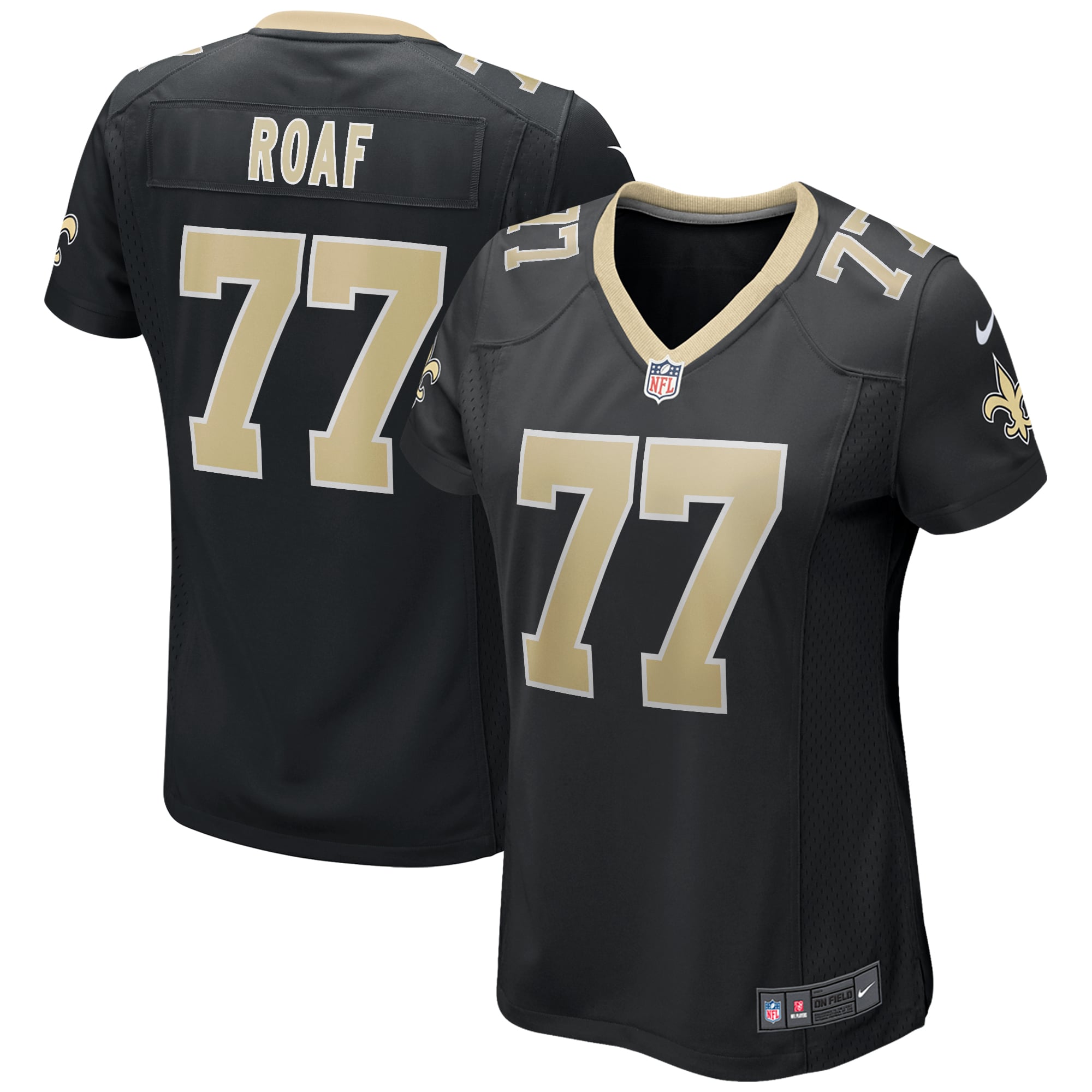 Women's New Orleans Saints Willie Roaf Black Game Retired Player Jersey