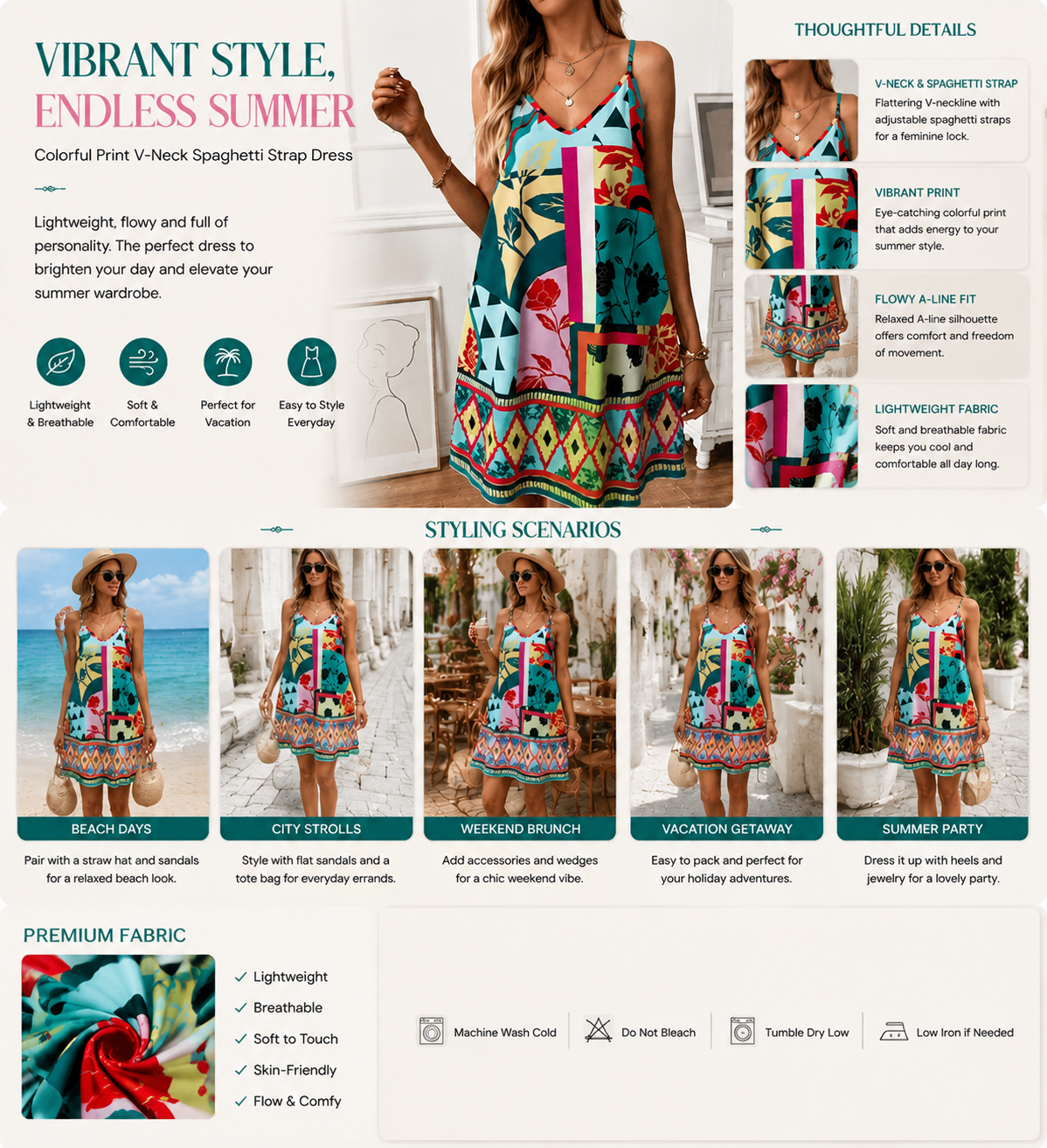 Women's Boho Floral Print Mini Dress, Sleeveless V Neck Casual Summer Dress, Loose A-Line Beach Vacation Dress