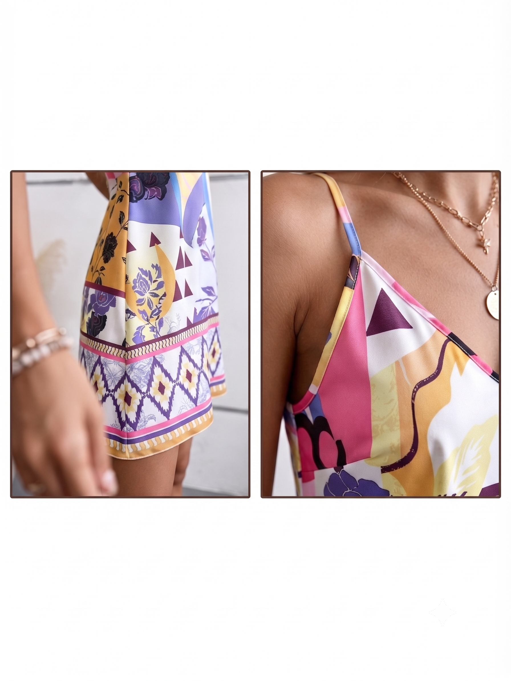 Women's Boho Floral Print Mini Dress, Sleeveless V Neck Casual Summer Dress, Loose A-Line Beach Vacation Dress