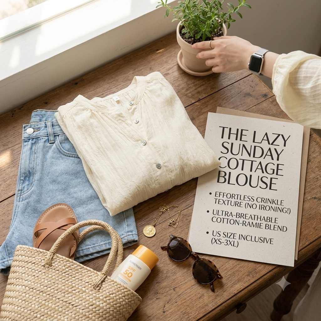 The Lazy Sunday Cottage Blouse - Oversized Sheer Summer Shirt