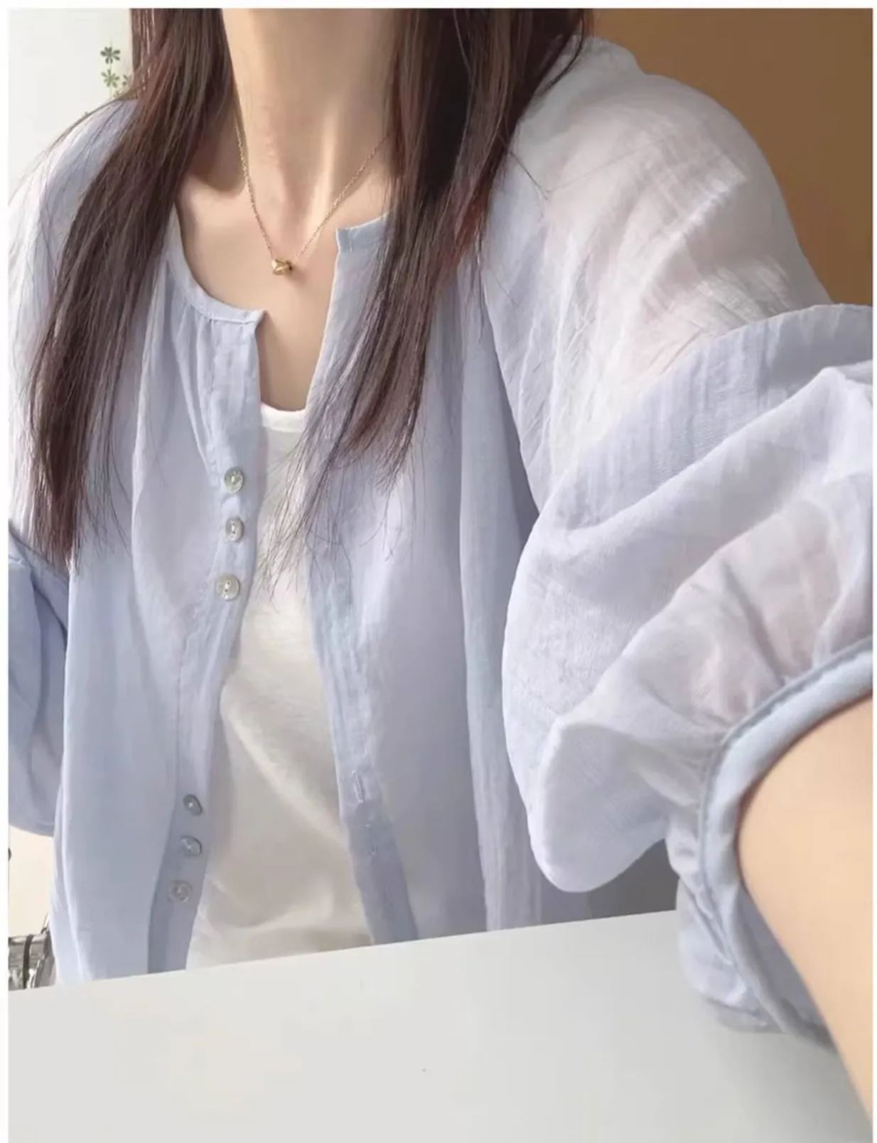The Lazy Sunday Cottage Blouse - Oversized Sheer Summer Shirt