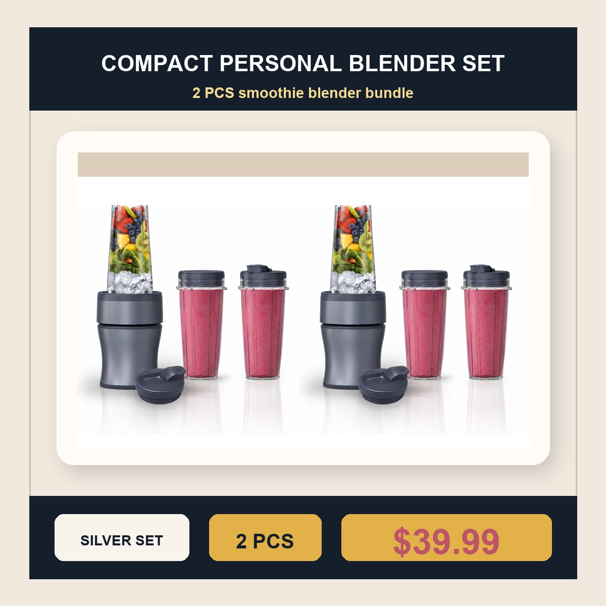 Compact Personal Blender Set 2 PCS Only $39.99