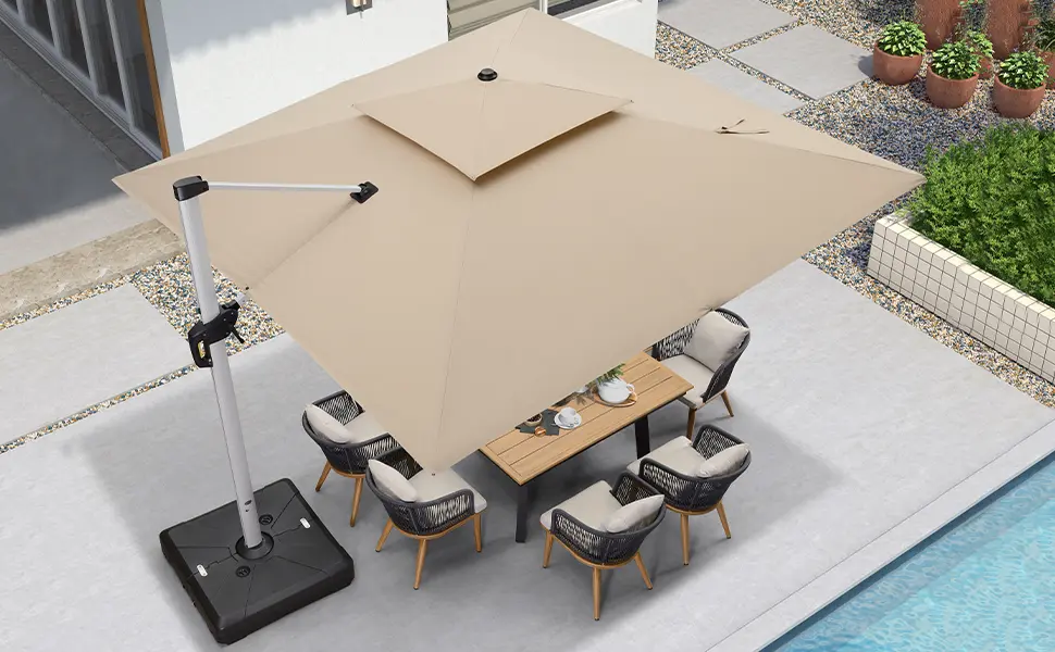 Solar Powered LED Cantilever Patio Umbrella-Aldronix