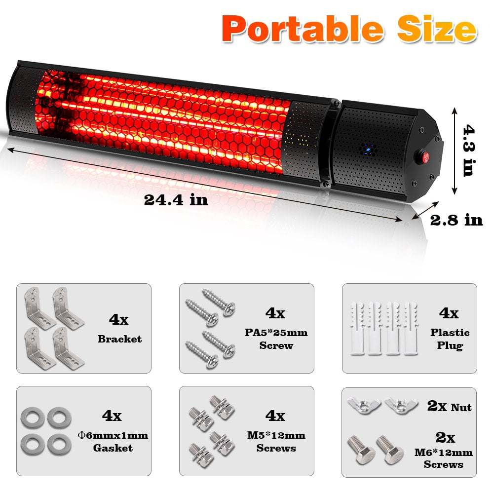 Outdoor Heaters for Patio, Nertpow Infrared Electric Patio Heater for Indoor/Outdoor Use with Tripod&Remote Control, 1500W Space Heater IPX5, Wall-Mounted For Garage Backyard-Aldronix