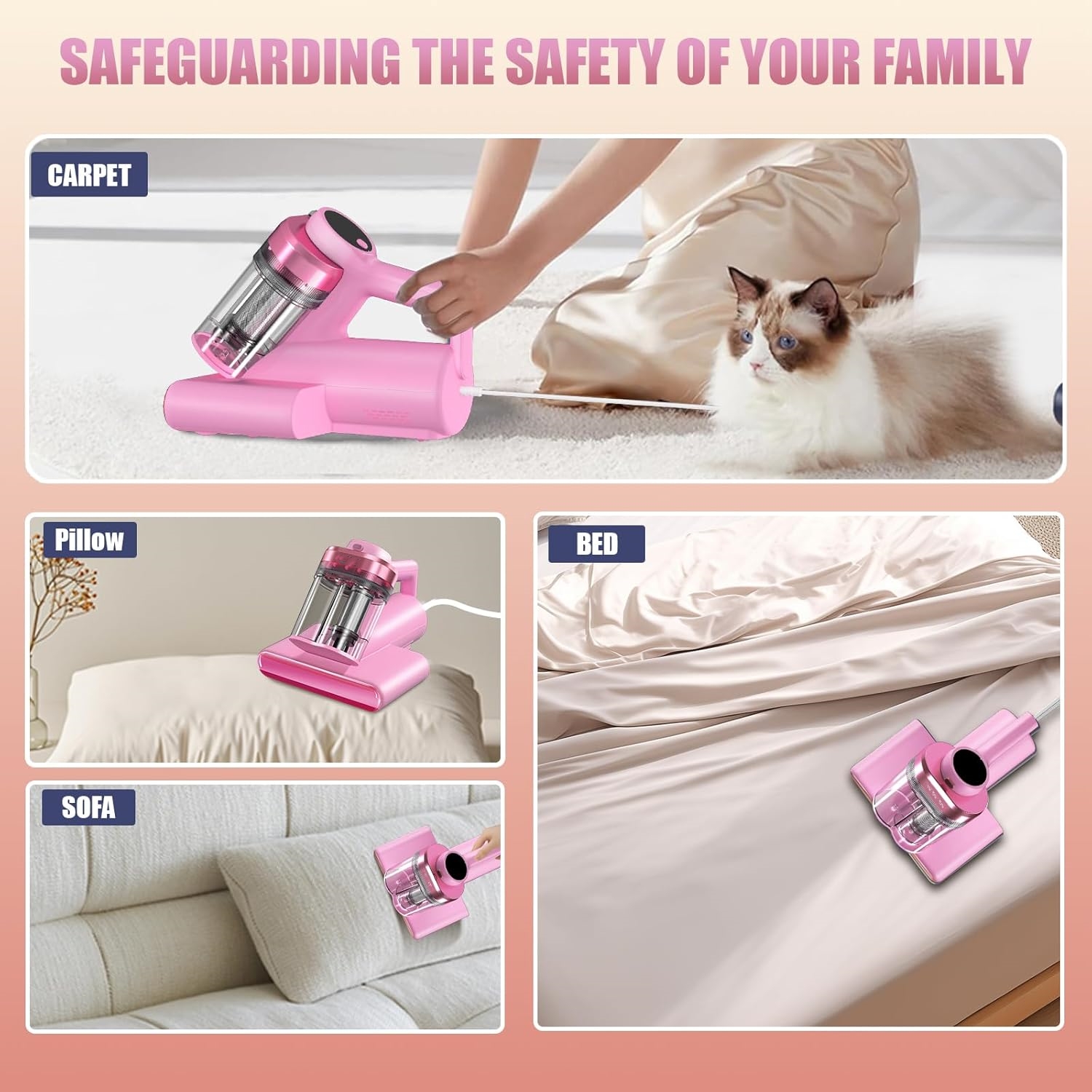 Mattress Vacuum Bed Vacuum Cleaner with 253.7nm UV-C Light