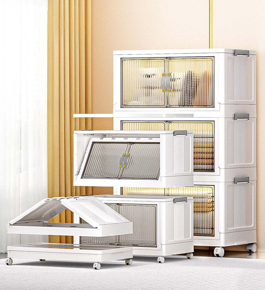 Clearance Offer  Stackable Storage Bins with Lids and Doors-Aldronix