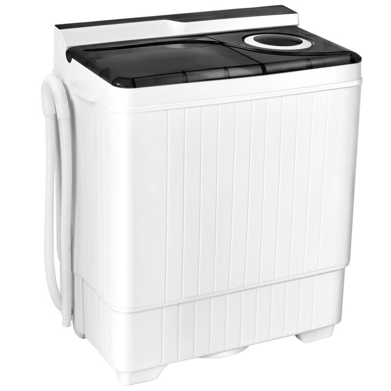26lbs Portable Semi-automatic Washing Machine with Built-in Drain Pump Twin Tub Washer Dryer Combo-Aldronix