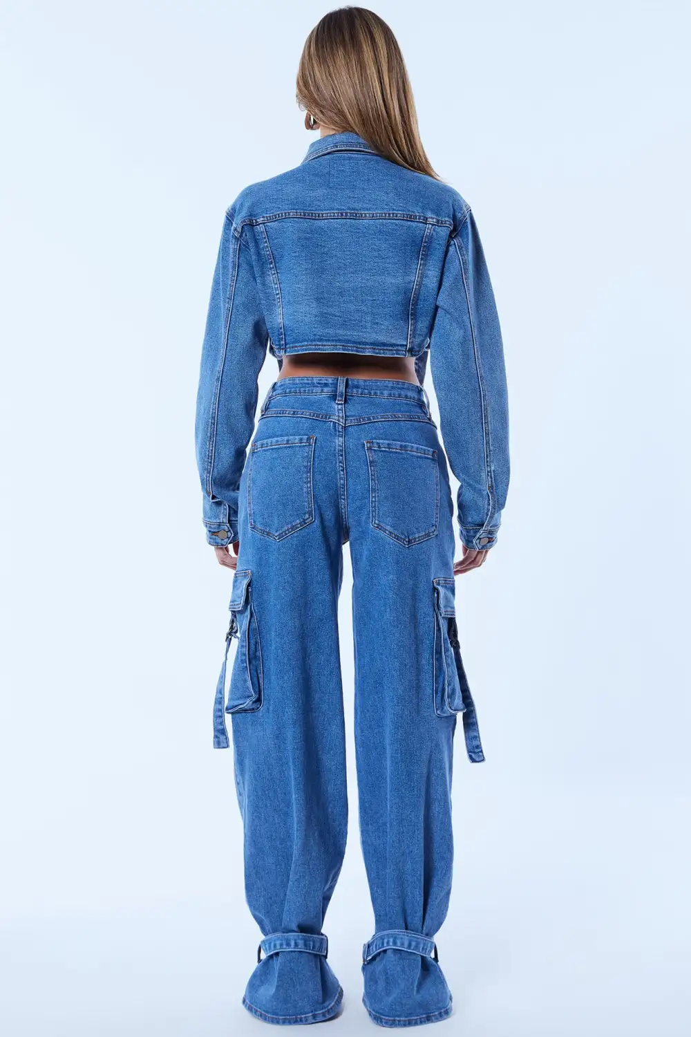 Love Hurts Cargo Denim Jacket - Medium Blue Wash-Aldronix