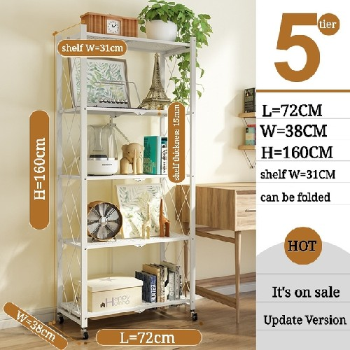 Today Only $39.99  3/4/5-Tier Foldable Rack with Wheel Carbon Steel-Aldronix