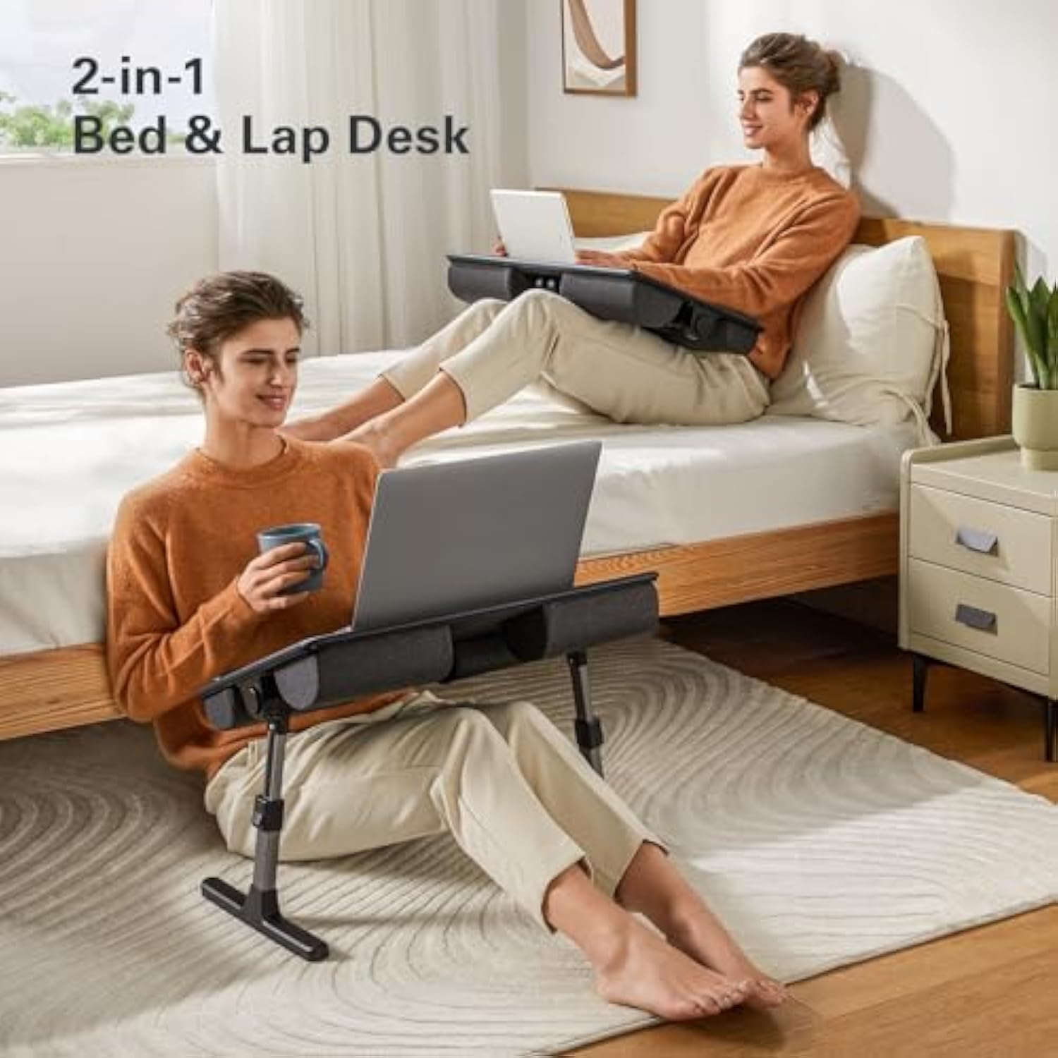 2-in-1 Bed Table & Lap Desk - Soft Cushions-Aldronix
