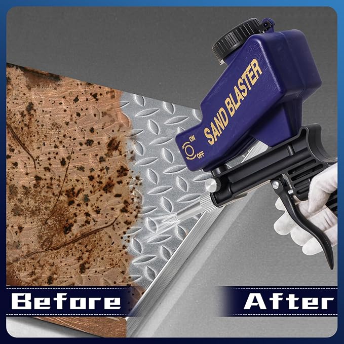 Sand Blaster Gun - Gravity Feed Sandblaster Gun for Metal, Wood Paint/Rust Removal and Glass Etching-Aldronix