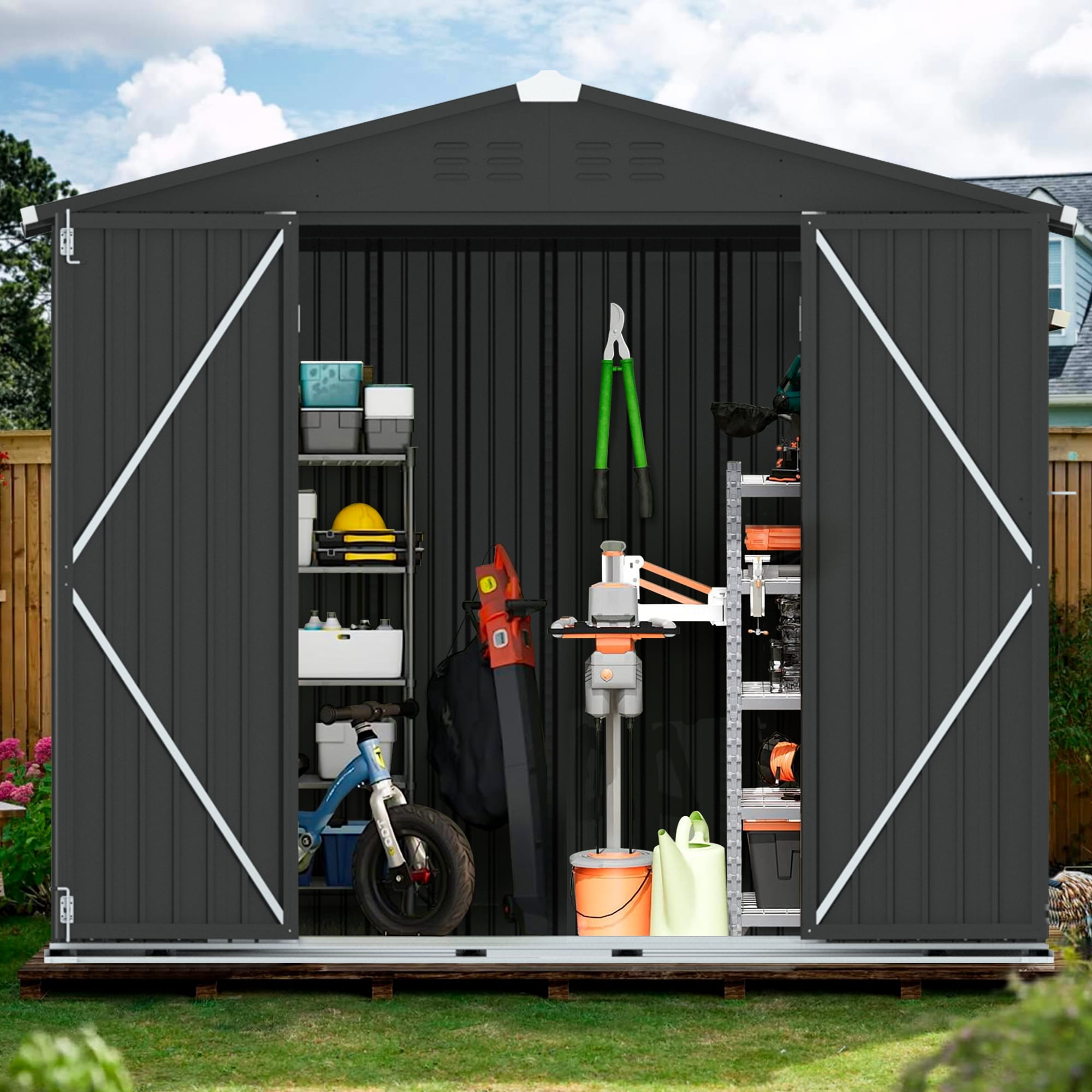6' x 4' Outdoor Metal Storage Shed, Tools Storage Shed-Aldronix