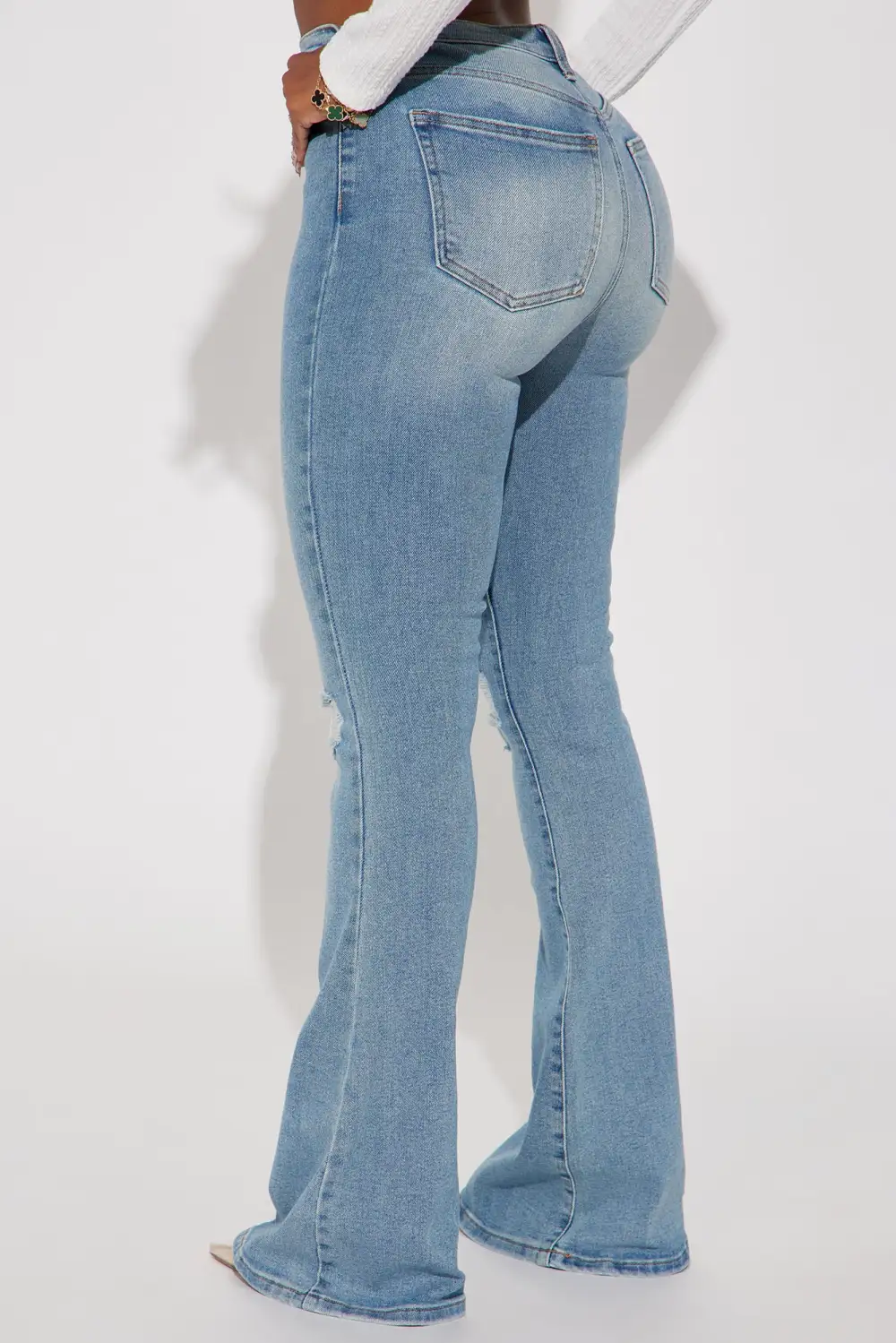 Every Now And Then Stretch Flare Jeans - Light Wash-Aldronix