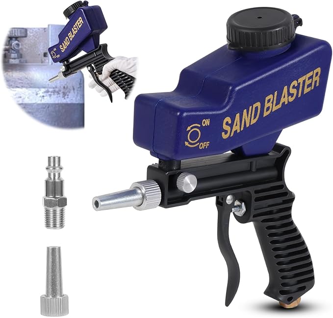Sand Blaster Gun - Gravity Feed Sandblaster Gun for Metal, Wood Paint/Rust Removal and Glass Etching-Aldronix