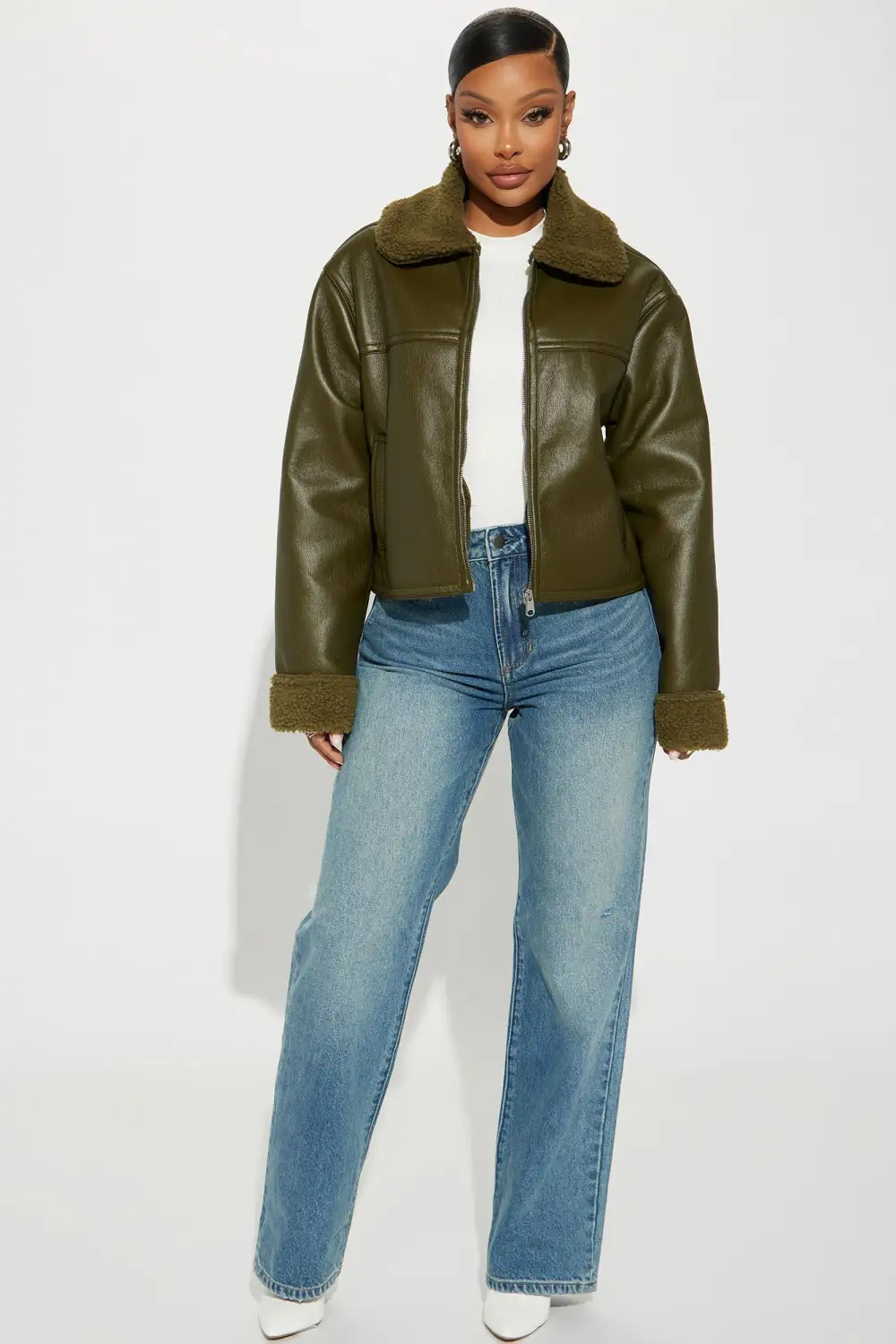 Downtown Girl Bomber Jacket - Olive-Aldronix
