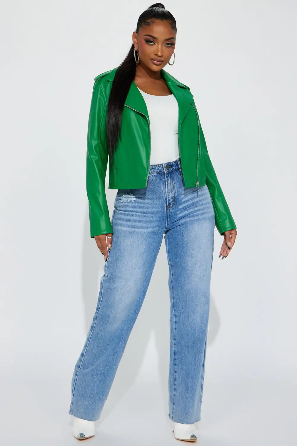End Of The Road Faux Leather Jacket - Kelly Green-Aldronix